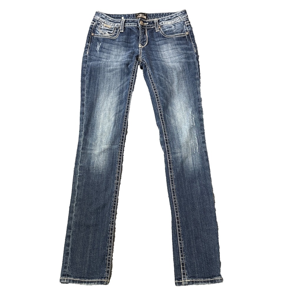 ReRock For Express Skinny Jeans Women's Size 4R Low Rise Dark Blue Denim Y2K